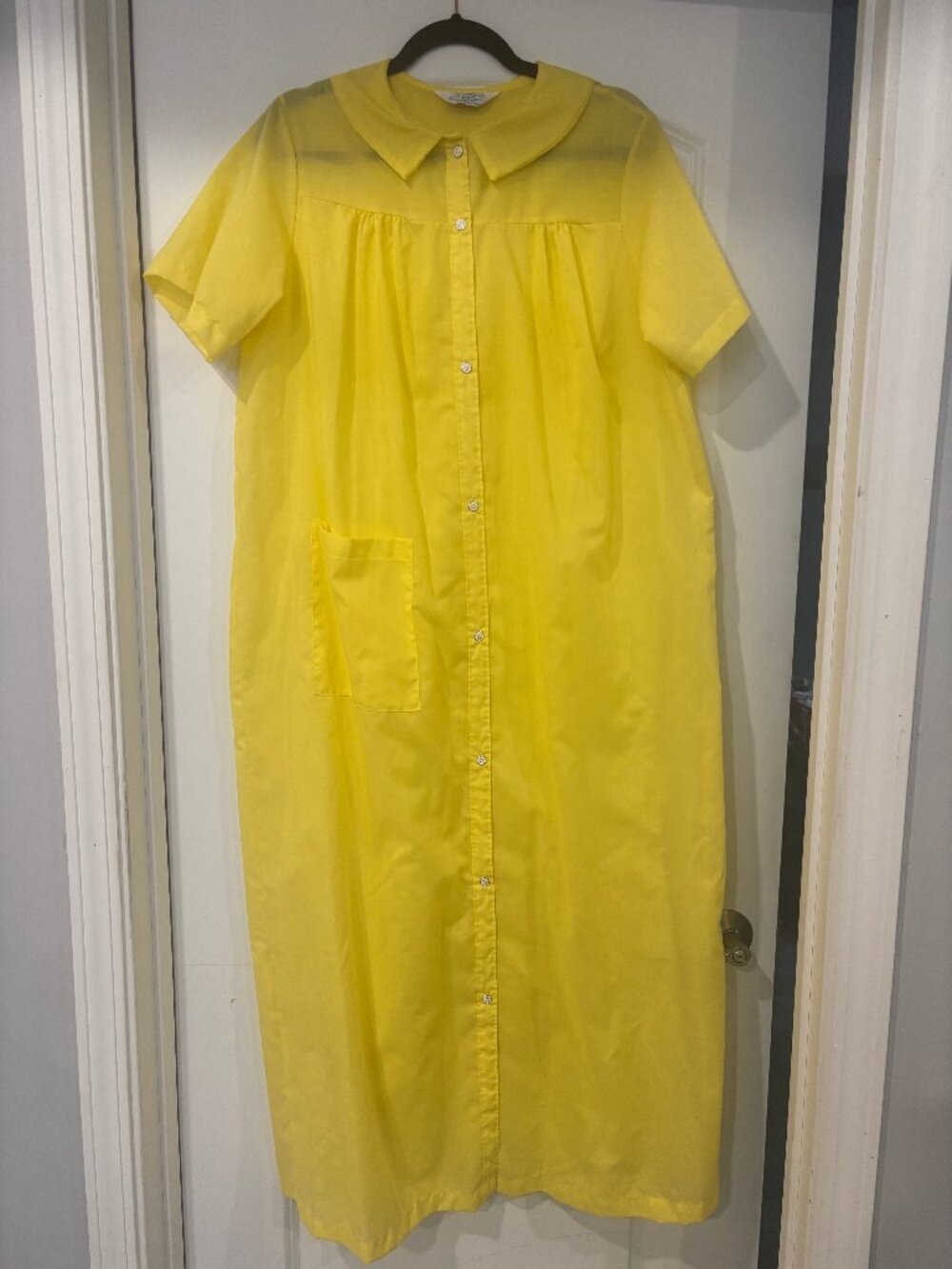 Vintage 70s Sears Koffee Kasual Yellow Duster House Dress Sz 1X
